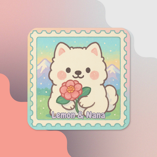 Camelia Samoyed - Cork-back coaster