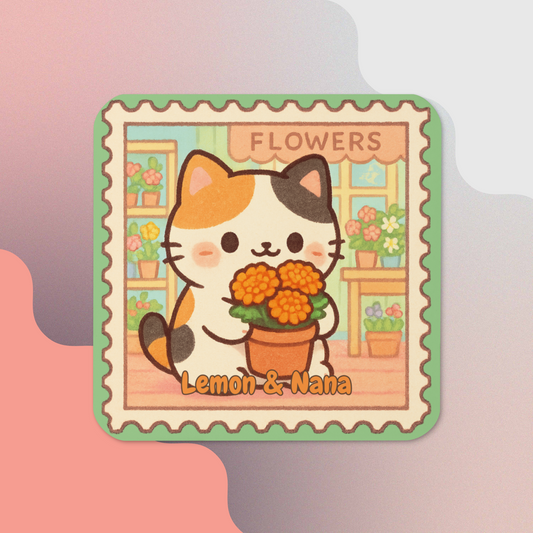 Marigold Calico - Cork-back coaster