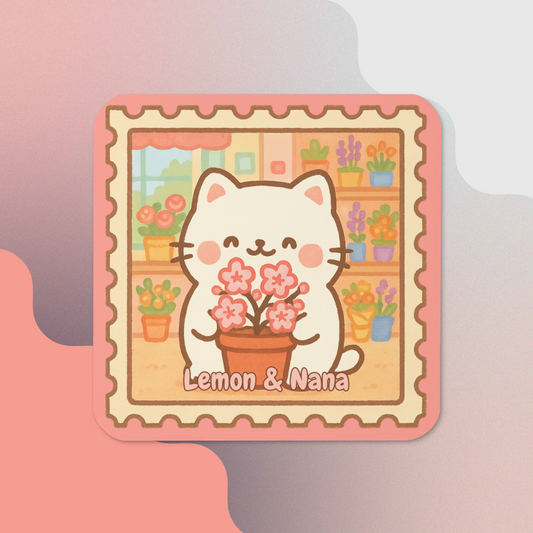 Sakura Snow Cat - Cork-back coaster