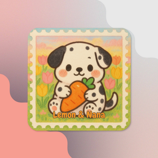 Carrot Dalmatian - Cork-back coaster