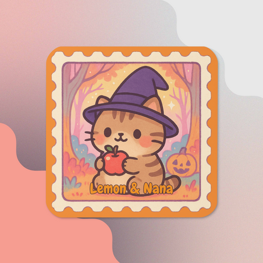 Halloween Cat - Cork-back coaster