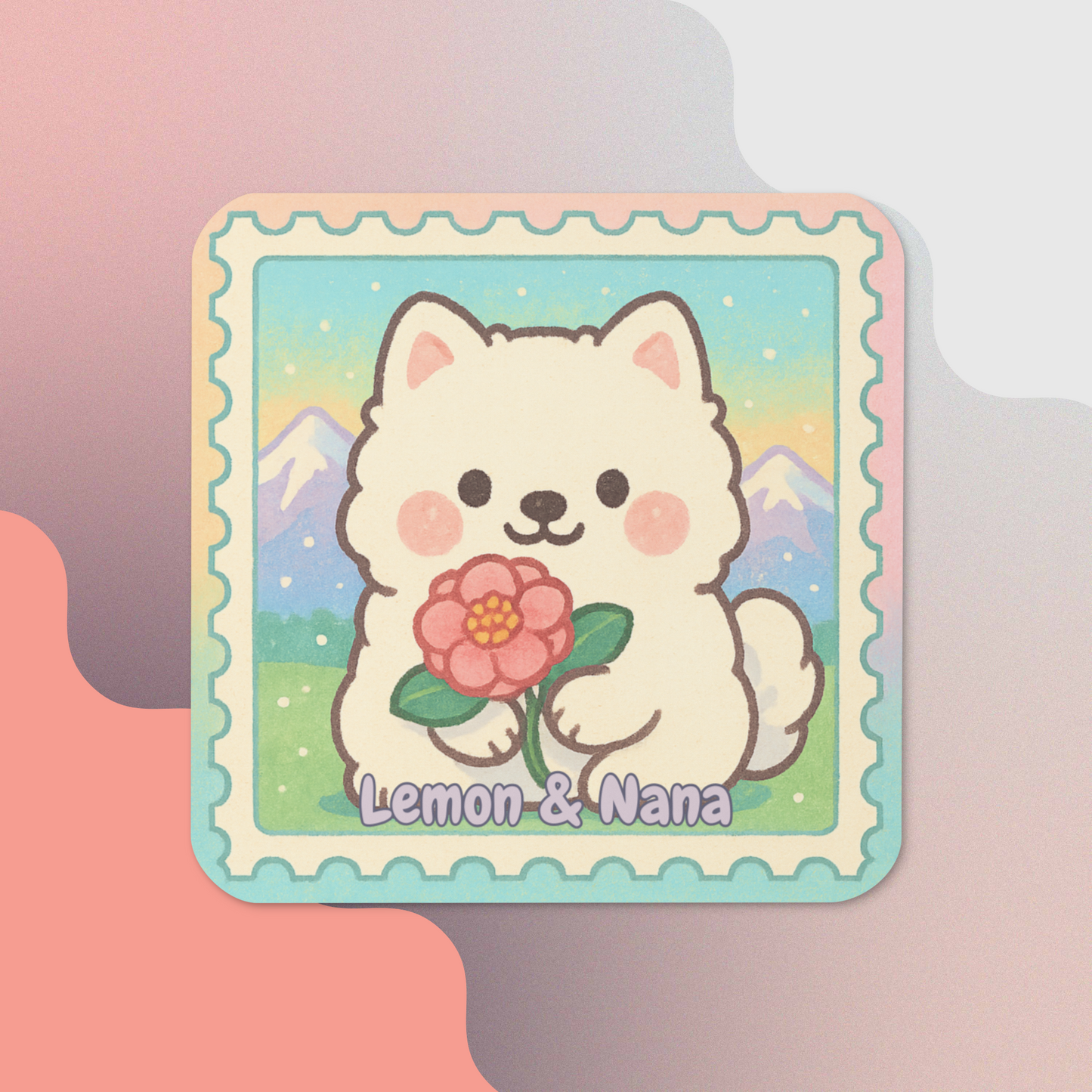 Camelia Samoyed - Cork-back coaster
