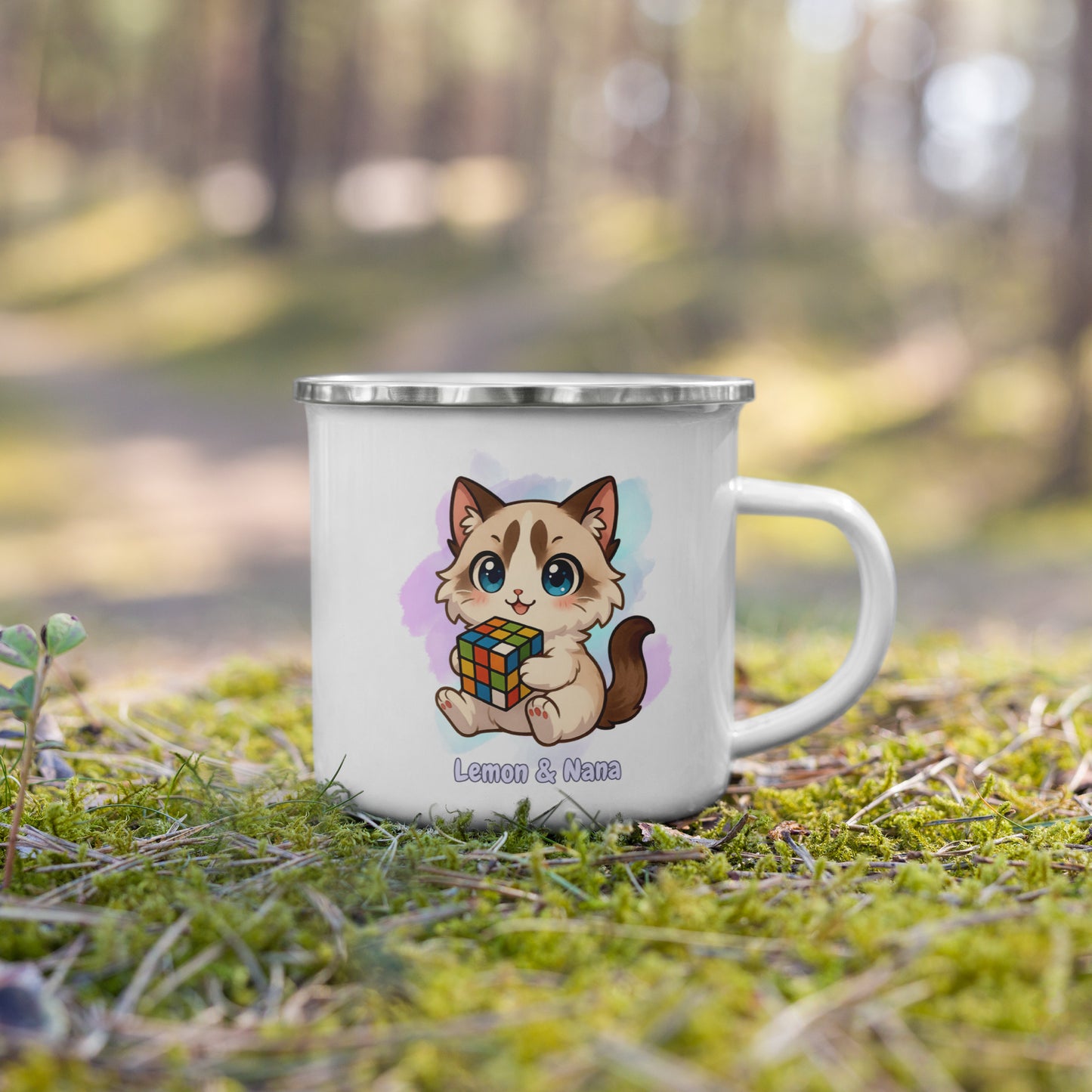 Cube Cat - Enamel Mug