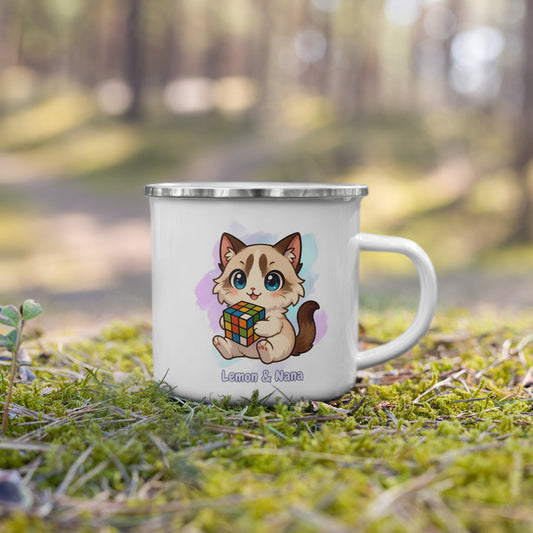 Cube Cat - Enamel Mug