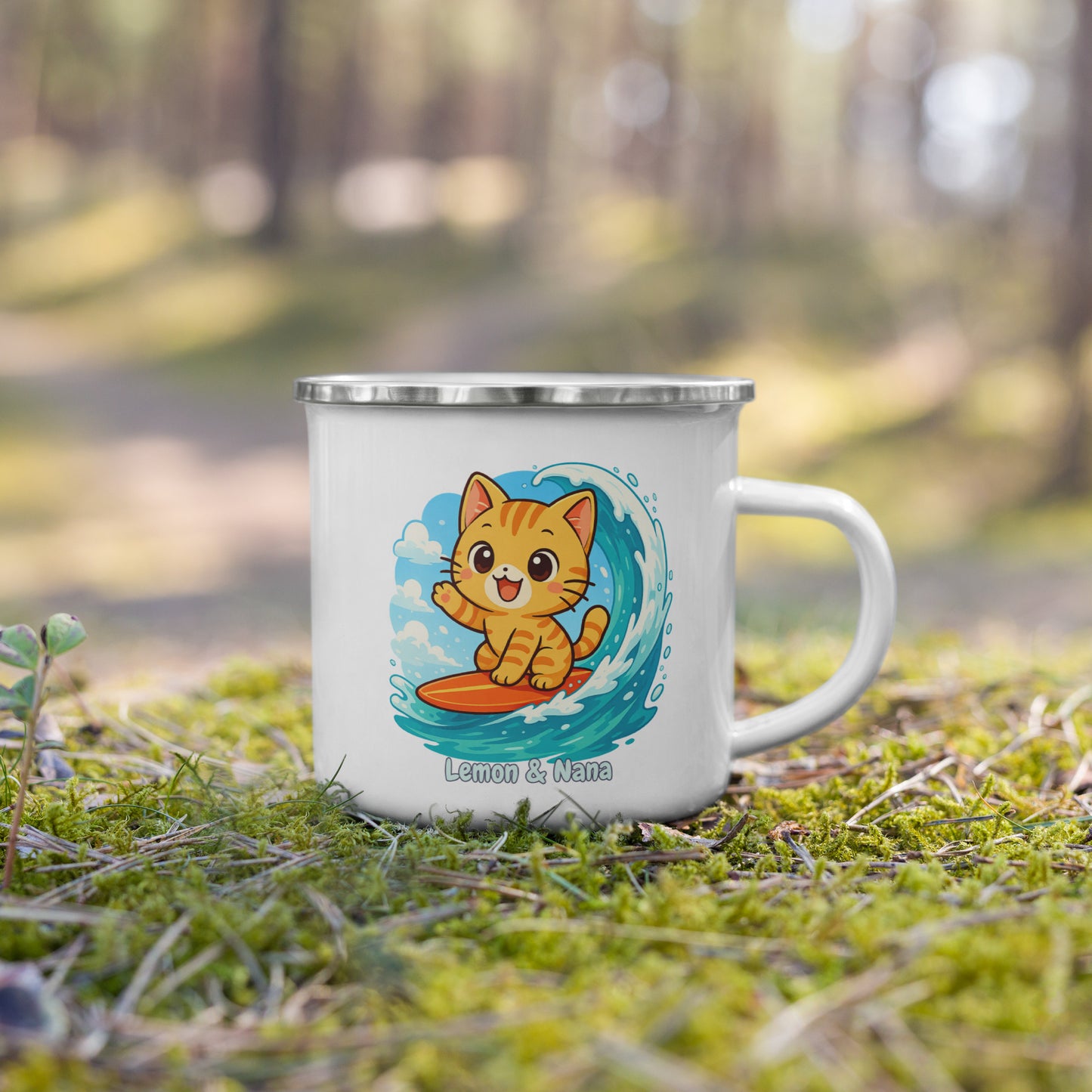 Surf Cat - Enamel Mug