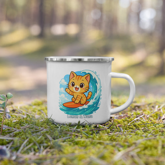Surf Cat - Enamel Mug